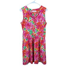 Jude Connally W Sz L Vibrant Floral Tunic Shift‎ Dress EUC made in USA